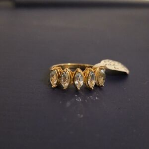 Yellow Gold-Plated 925 Sterling Silver Five-Stone Marquise Ring - SIZE 7